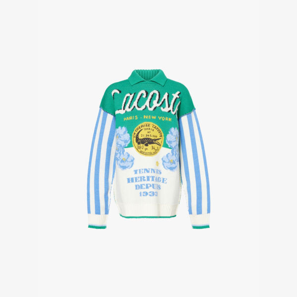 

Жаккардовый вязаный джемпер с цветочным принтом Lacoste, мультиколор