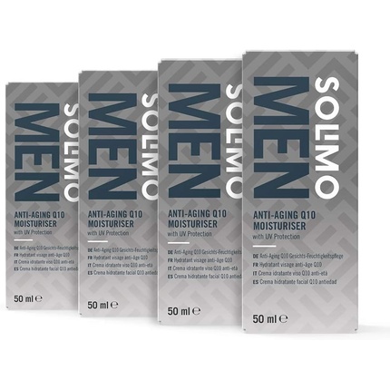 Amazon Brand Men Антивозрастной увлажняющий крем для лица Q10 с защитой от ультрафиолета 4X50 мл, Solimo