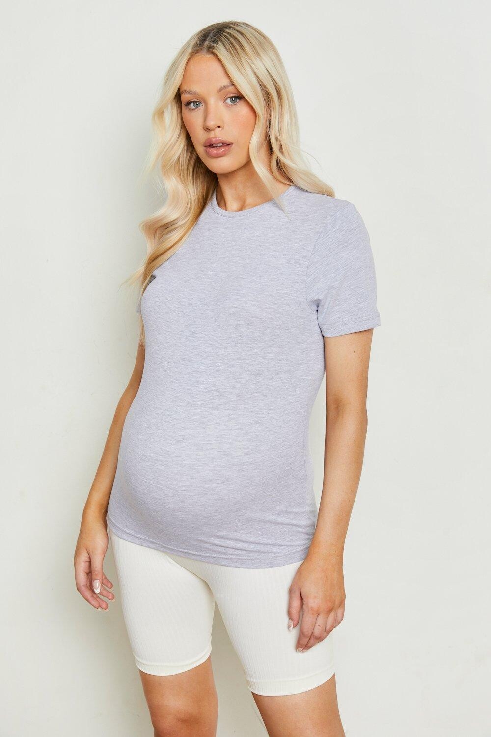 

Хлопковая футболка для беременной Boohoo, серый