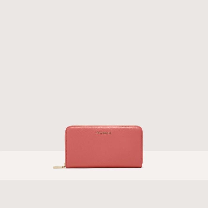 

Большой кошелек из зернистой кожи на молнии Coccinelle METALLIC SOFT, красный