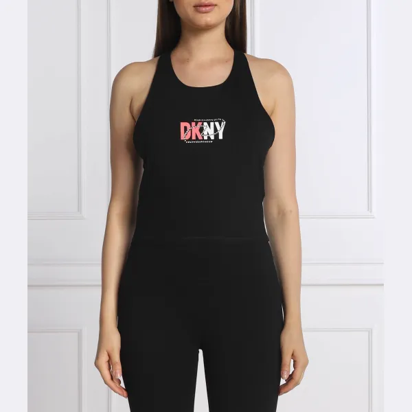 

Облегающий топ со стразами и логотипом Dkny, черный