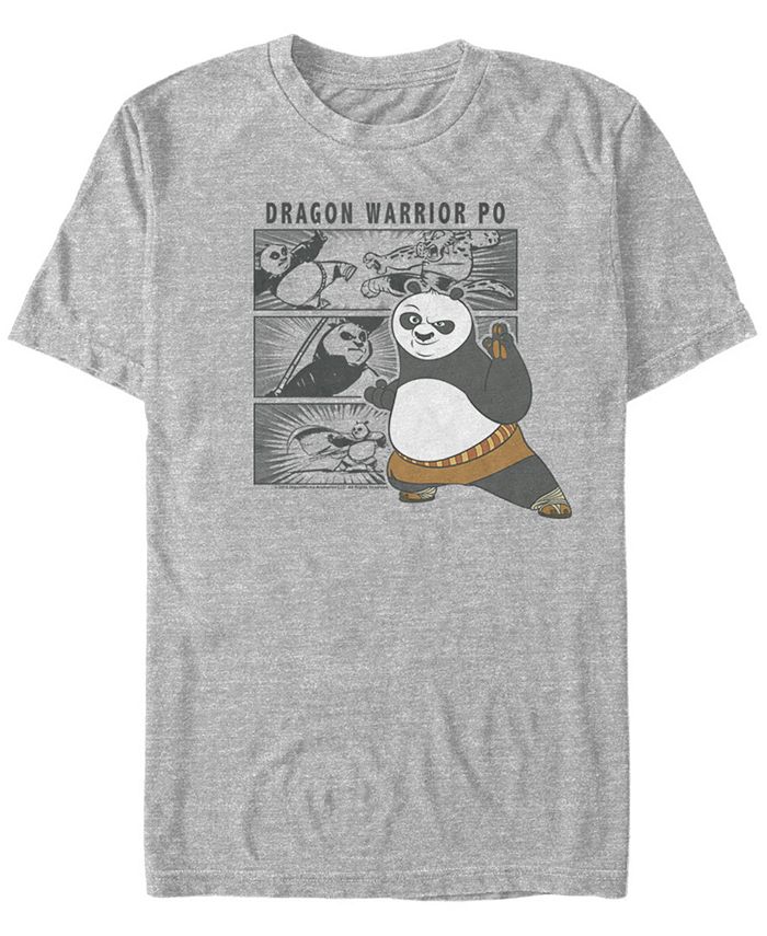 цена Мужская футболка с короткими рукавами и вставками Kung Fu Panda Dragon Warrior Po Fifth Sun, серый