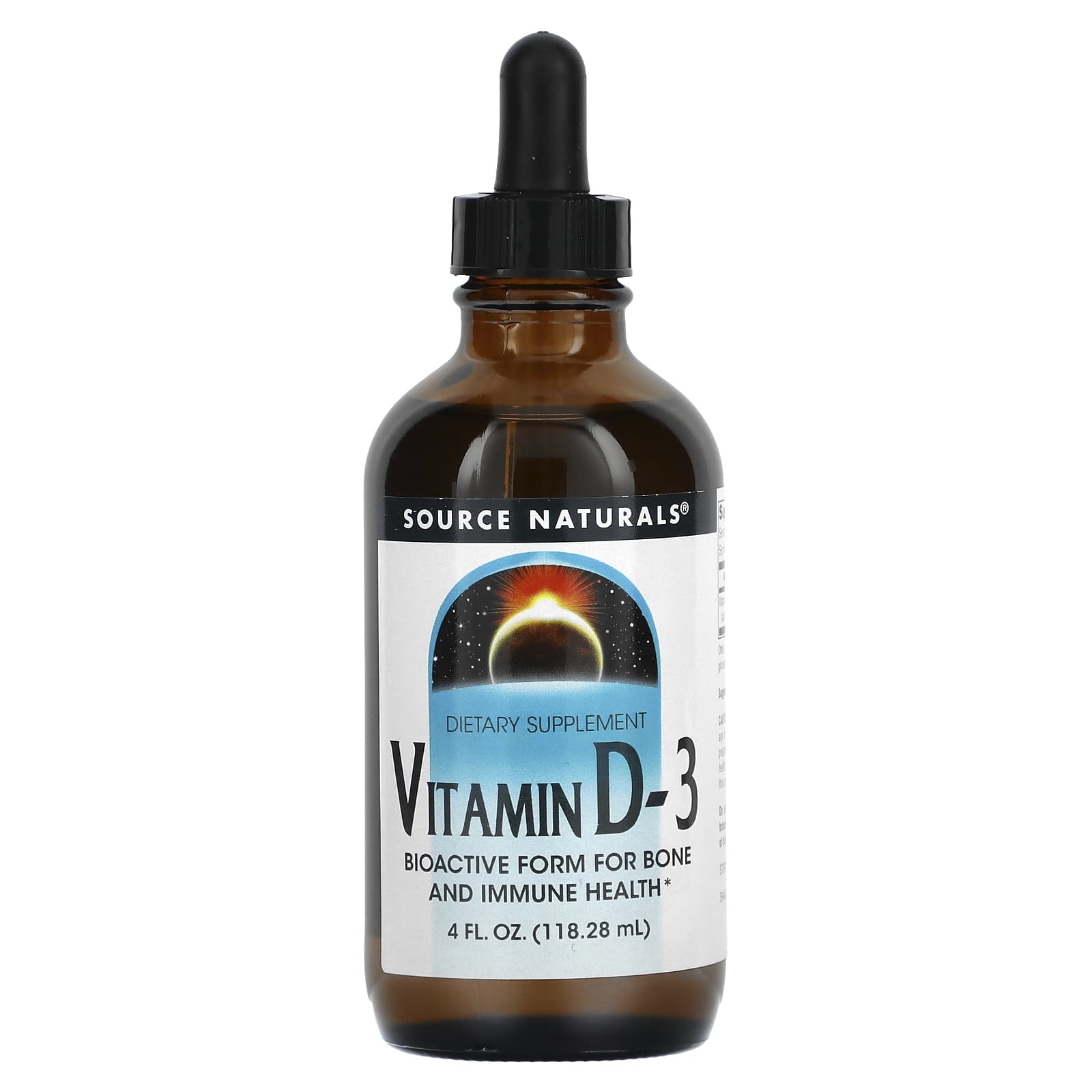 

Витамин D-3, 4 жидкие унции (118,28 мл), Source Naturals