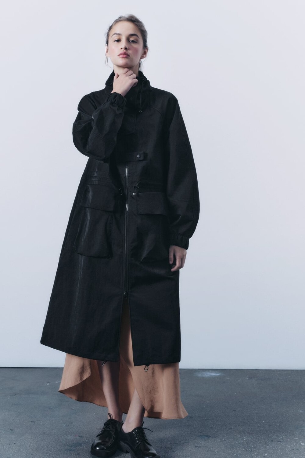 

Водоотталкивающая парка ZARA, черный
