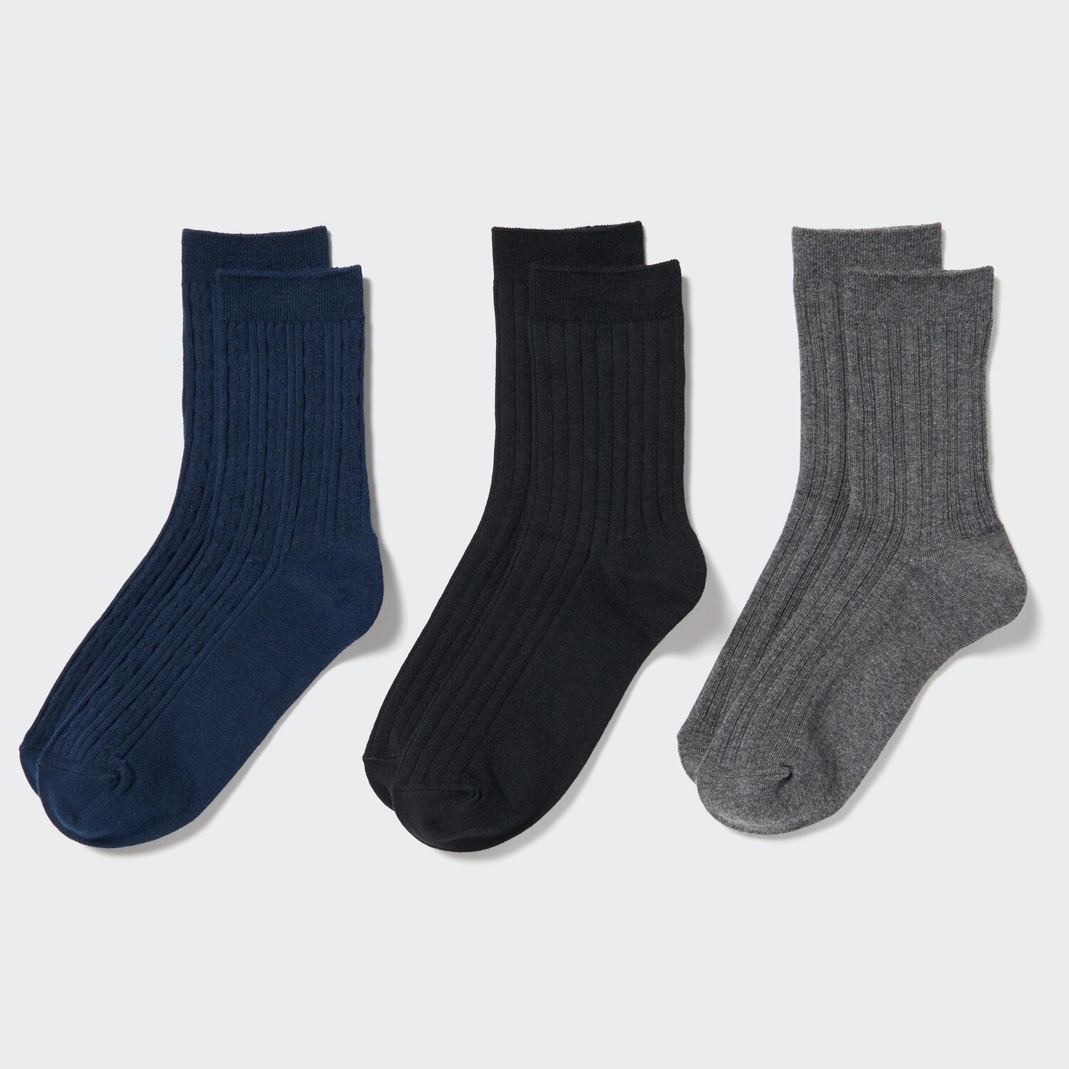 

Носки косой вязки (три пары) Uniqlo, темно-синий