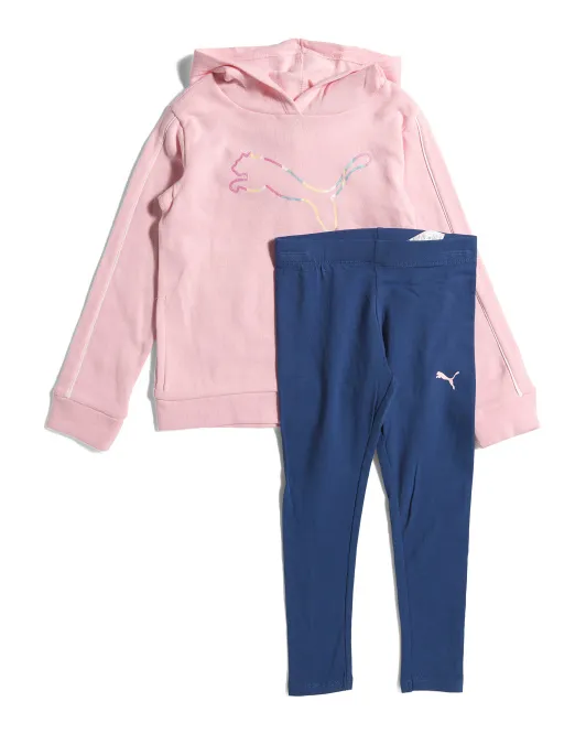 

Комплект из флисовой толстовки и леггинсов для маленьких девочек Puma, светло-розовый
