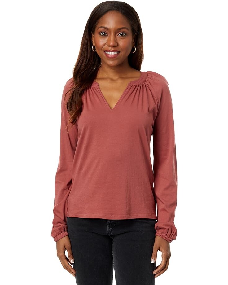 

Футболка bobi Los Angeles Split-Neck Shirred, цвет Rustic