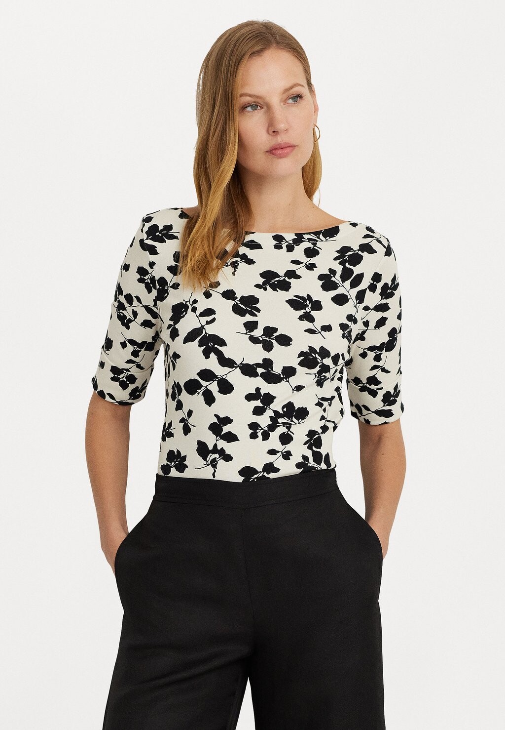 

Футболка с принтом JUDY MID SLEEVE Lauren Ralph Lauren, цвет cream/black