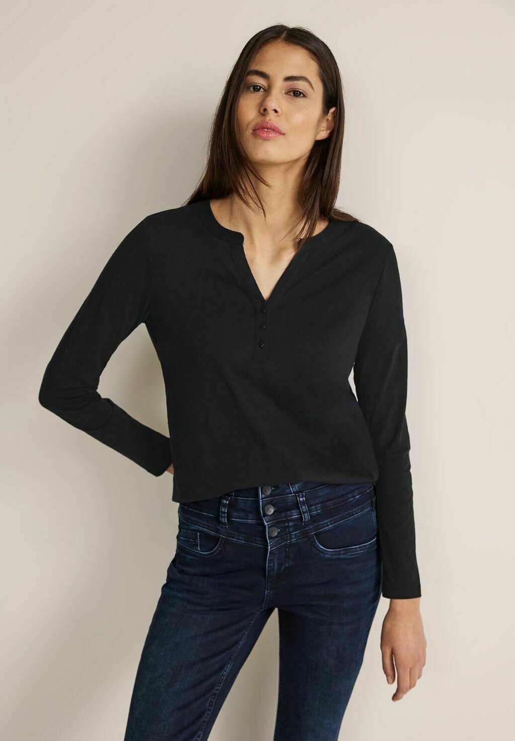 

Футболка с длинным рукавом Street One, schwarz