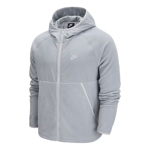 цена Куртка Nike Sportswear Full-length zipper Cardigan hooded Fleece Lined Jacket light grey, серый