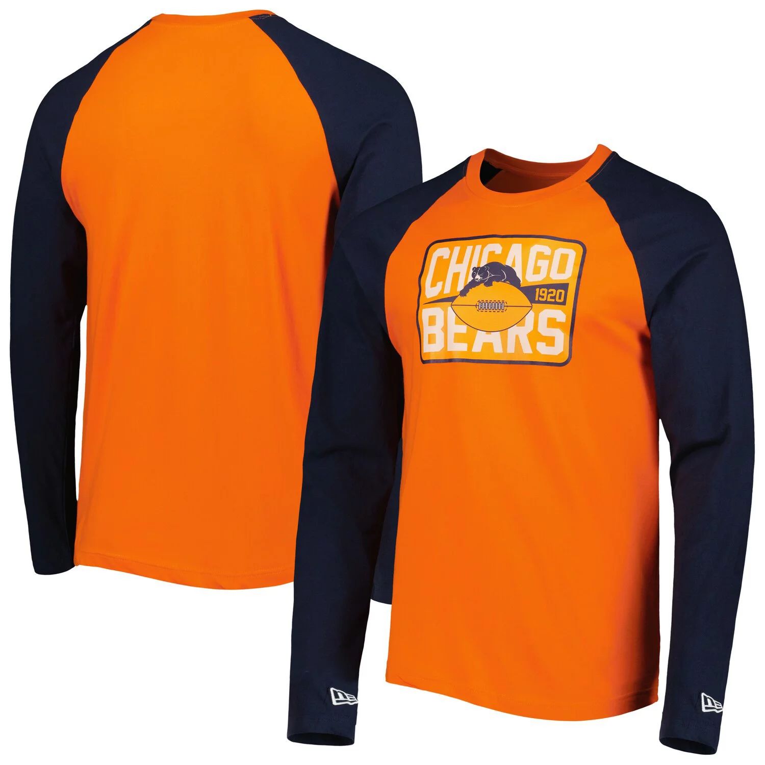 Мужская оранжевая футболка New Era Chicago Bears с длинным рукавом реглан