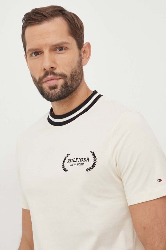 

Хлопковая футболка Tommy Hilfiger, бежевый