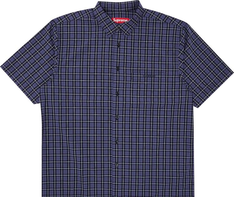

Рубашка Supreme Loose Fit Mini Plaid Short-Sleeve 'Navy', синий