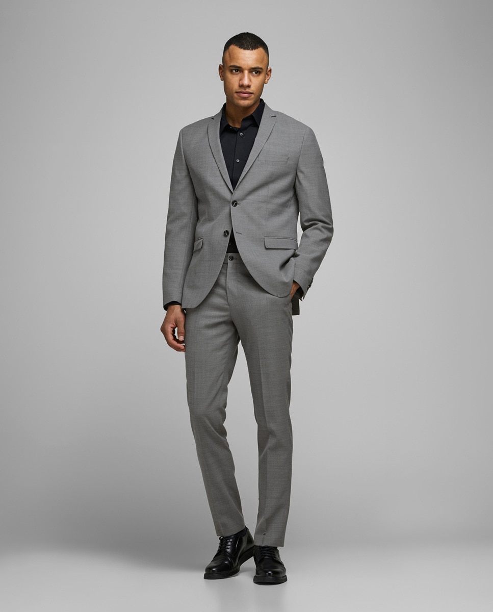 Узкие мужские классические брюки светло-серого цвета Jack & Jones, светло-серый