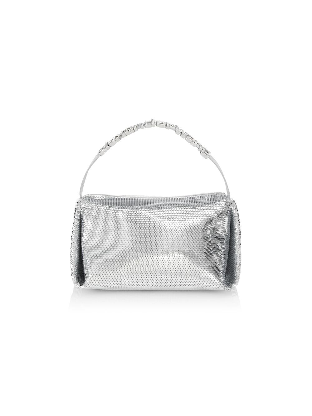 

Сумка Micro Marquess с блестками и ручкой сверху Alexander Wang, серебряный