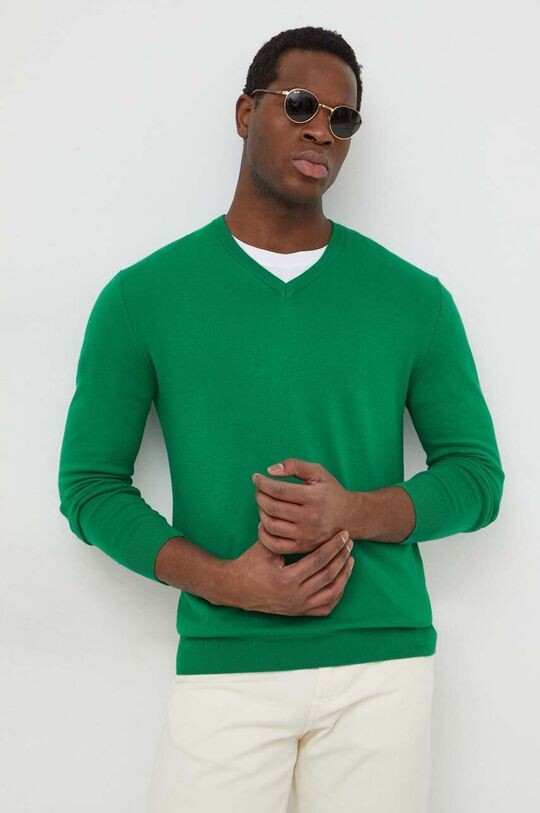 

Хлопковый свитер United Colors of Benetton, зеленый