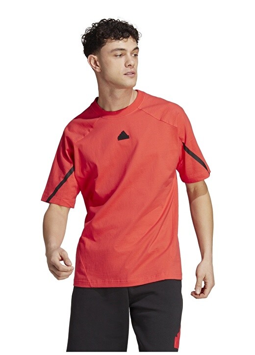 

Простая красная мужская футболка с круглым вырезом Adidas, Красный