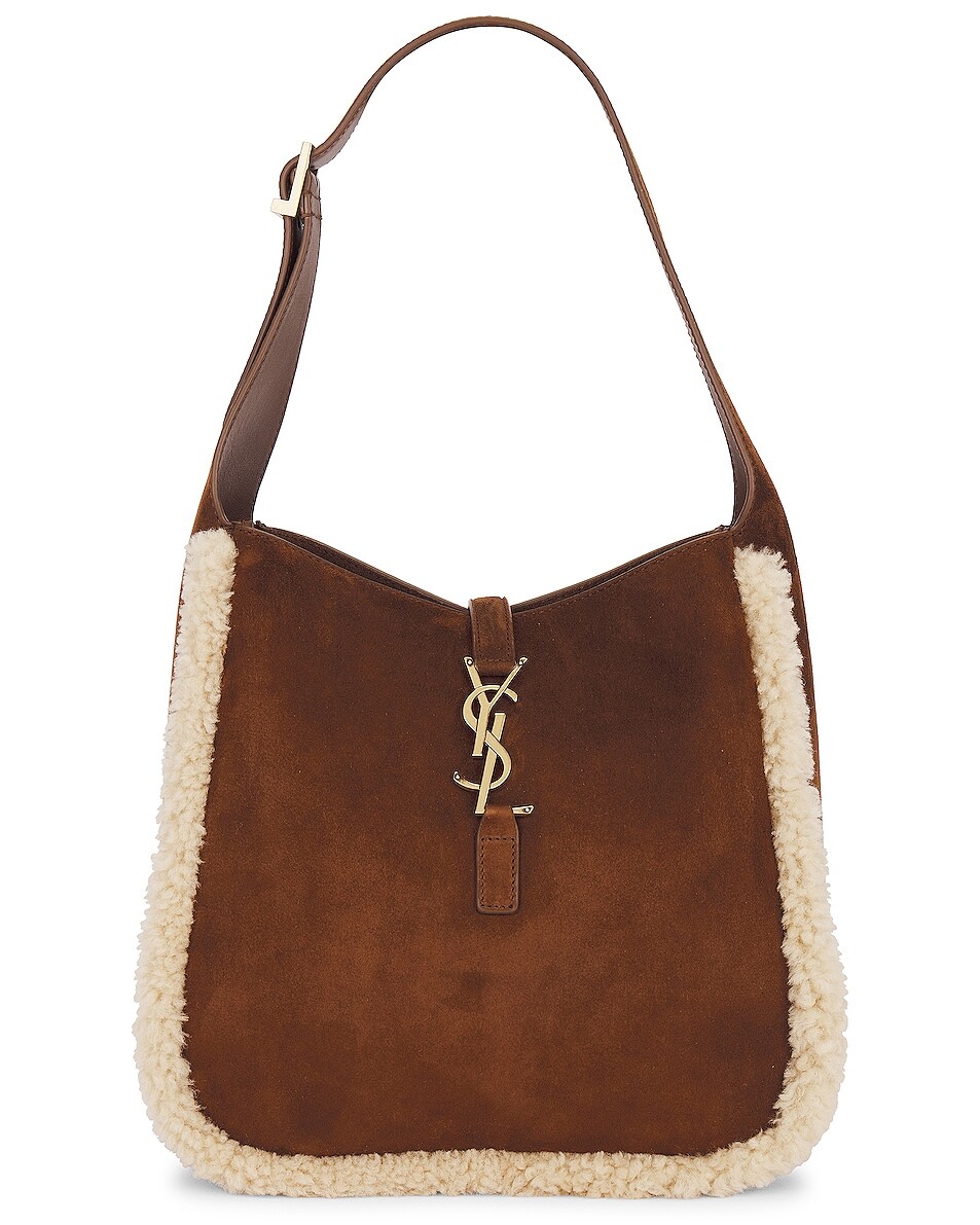 

Сумка Saint Laurent Small Le 5 A 7 Hobo, цвет Dark Sigaro & Natural Beige