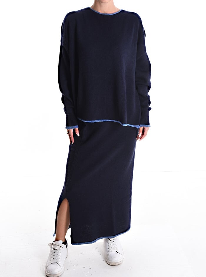

Оверсайз Cashmere Blend Coord с разрезом, синий