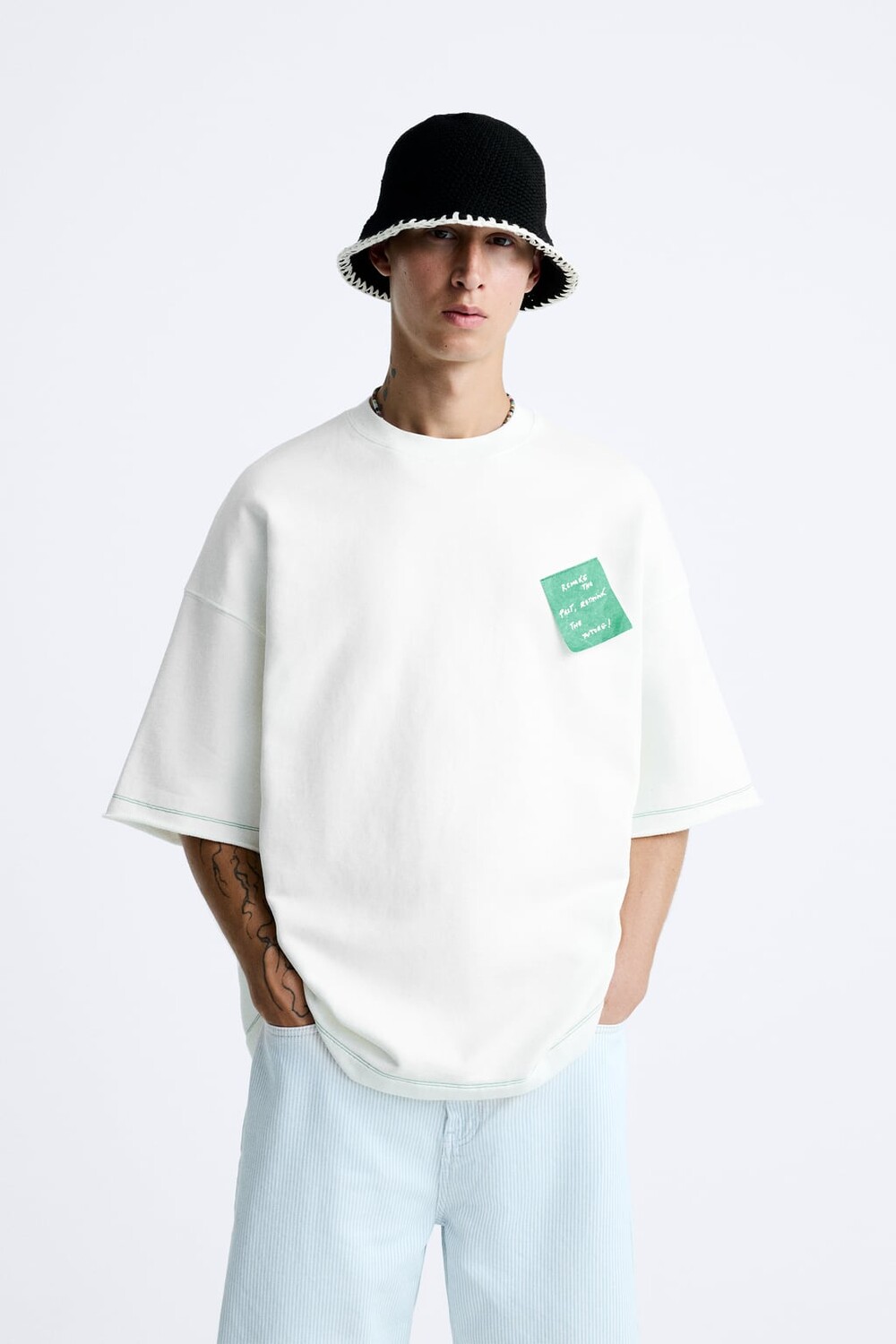 Свитшот с бумажной нашивкой ZARA, белый