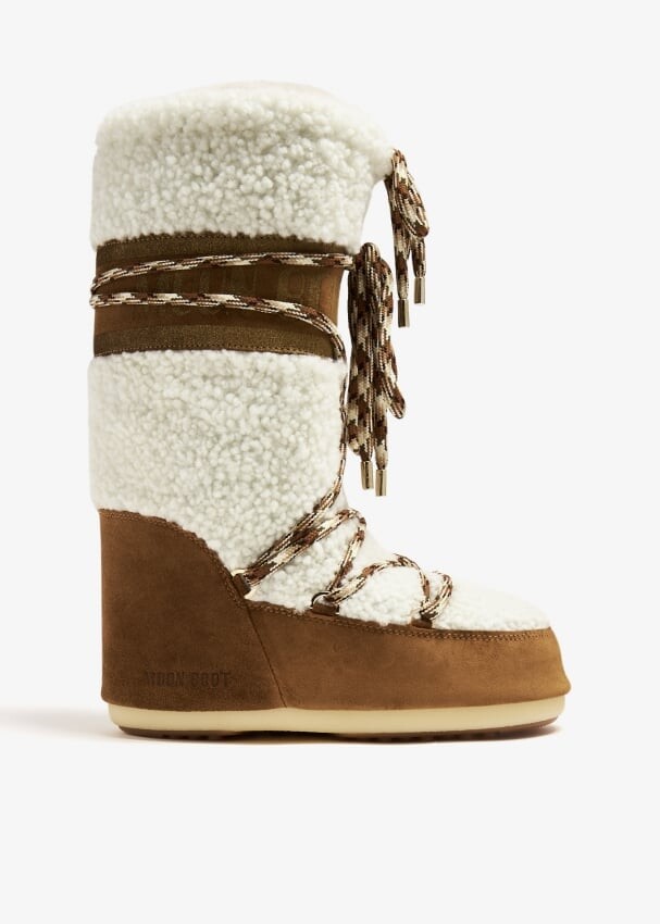 цена Ботинки Moon Boot Icon Shearling, коричневый