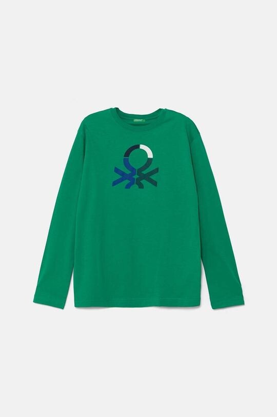 

Детская хлопковая рубашка с длинным рукавом United Colors of Benetton, зеленый