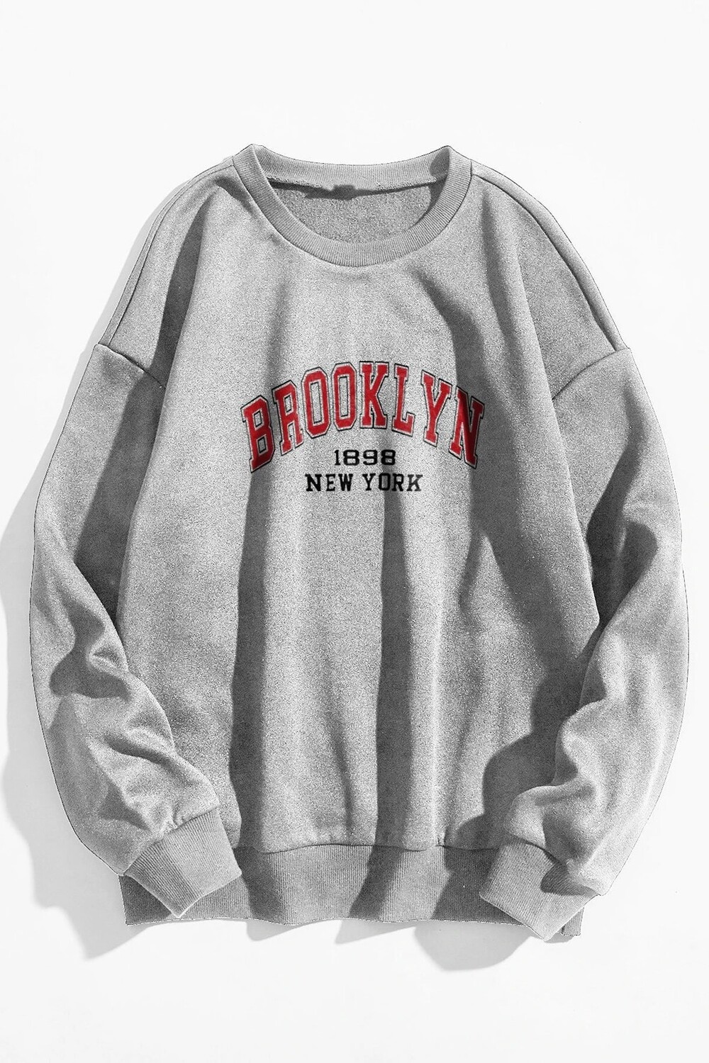 

Унисекс Серый Oversize-красный свитшот с принтом Brooklyn MODAGEN