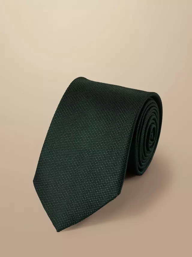 

Галстук Charles Tyrwhitt Textured Silk Stain Resistant, темно-зеленый