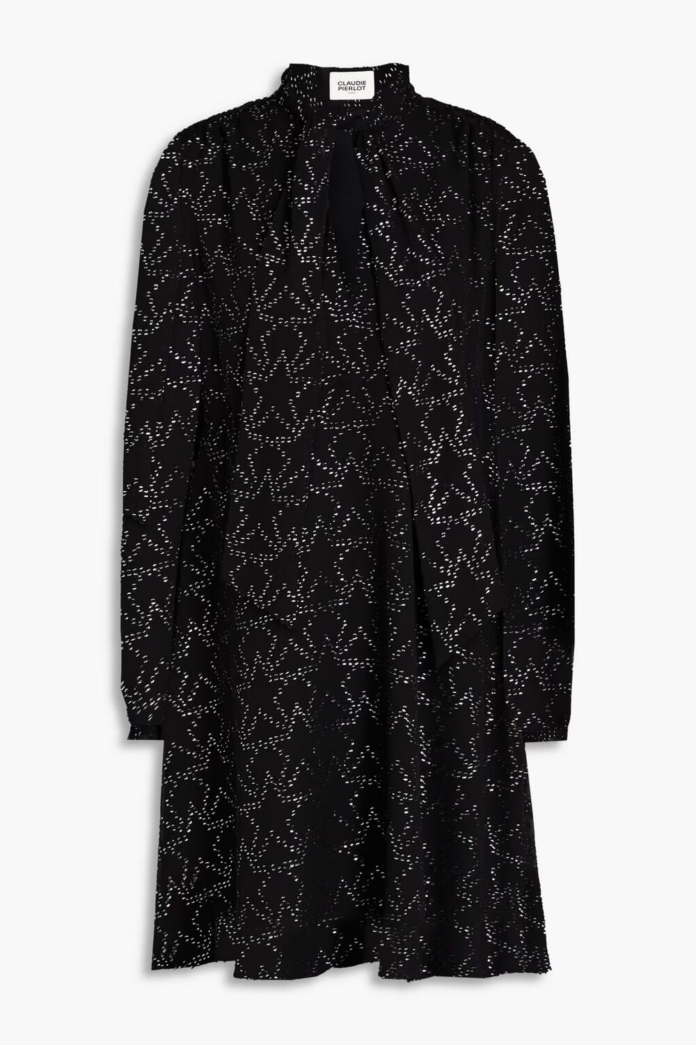

Платье мини из жоржета Reginabis с бантом металлик и купе Claudie Pierlot, черный