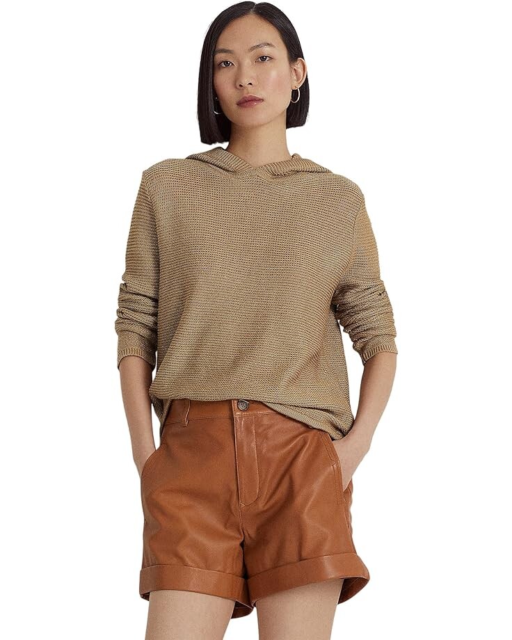 

Свитер LAUREN Ralph Lauren Metallic Textured Jersey Hoodie, бронзовый, Коричневый