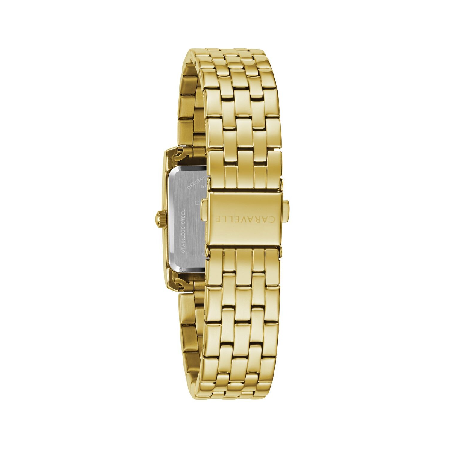 

Женские золотистые часы с черными кристаллами - 44L253 Caravelle by Bulova