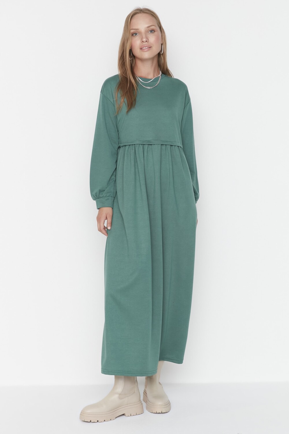 

Платье - Зеленый - А-силуэт Trendyol Modest, зеленый