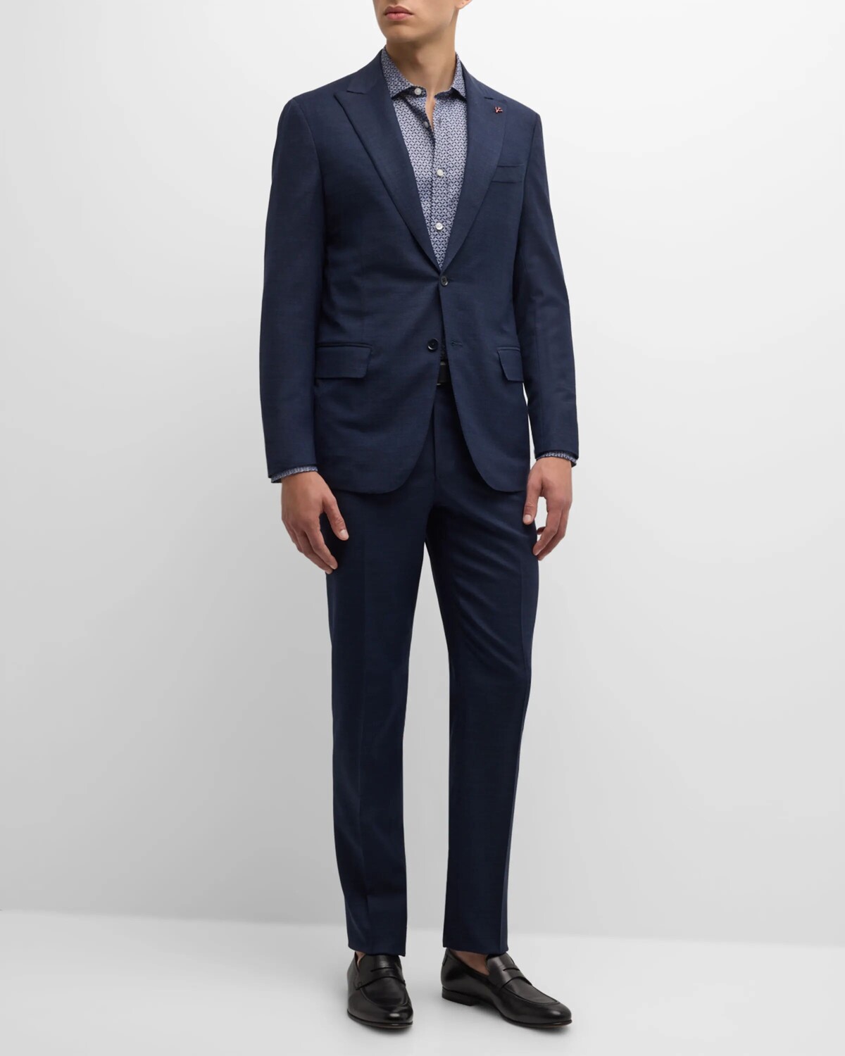 

Мужской шерстяной костюм «птичий глаз» Isaia, цвет Navy