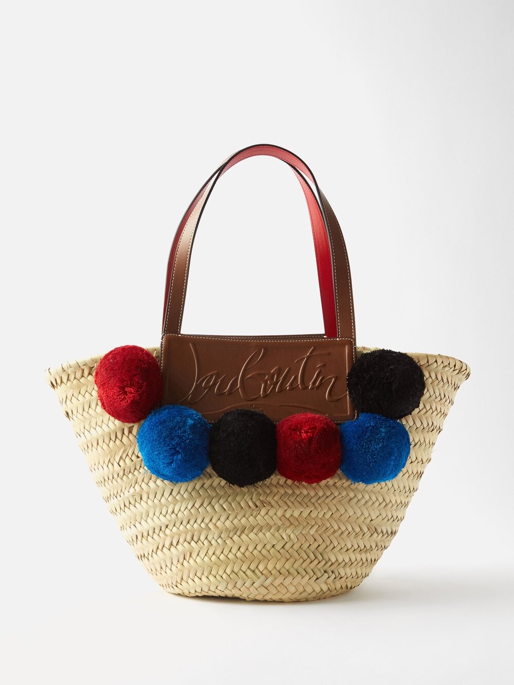

Соломенная сумка-корзина loubishore с помпоном Christian Louboutin, бежевый