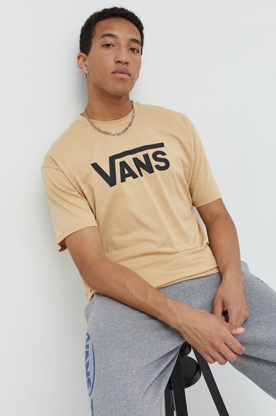 

Хлопковая футболка Vans, бежевый