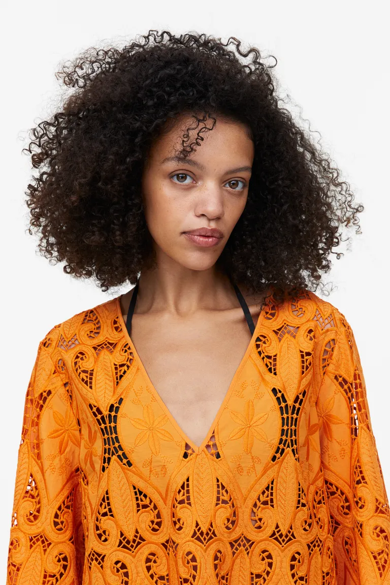 

Платье с вышивкой H&M, оранжевый
