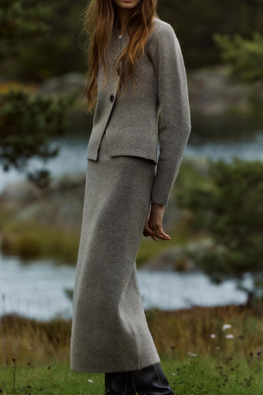 

Юбка прямого трикотажа ZARA, норка
