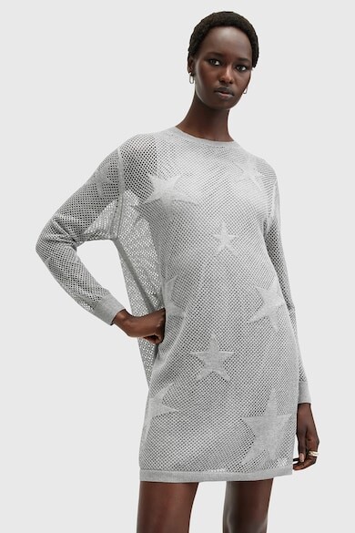 

Короткое прямое платье с длинными рукавами AllSaints, светло-серый, серебристый