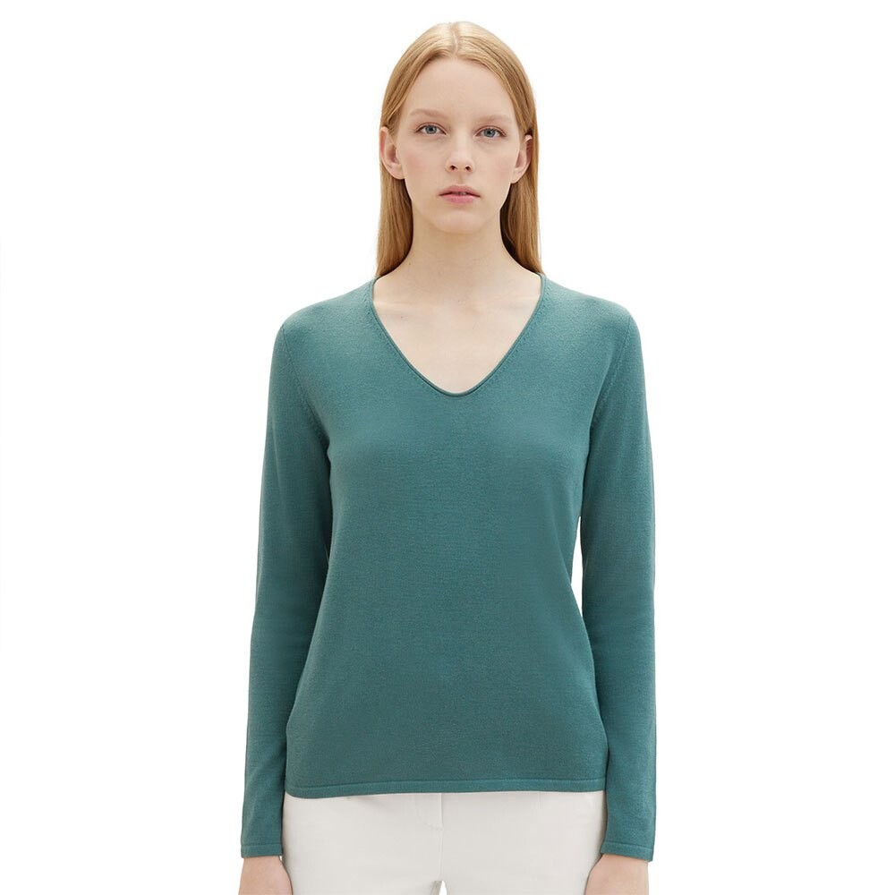 

Свитер Tom Tailor Basic V Neck, зеленый