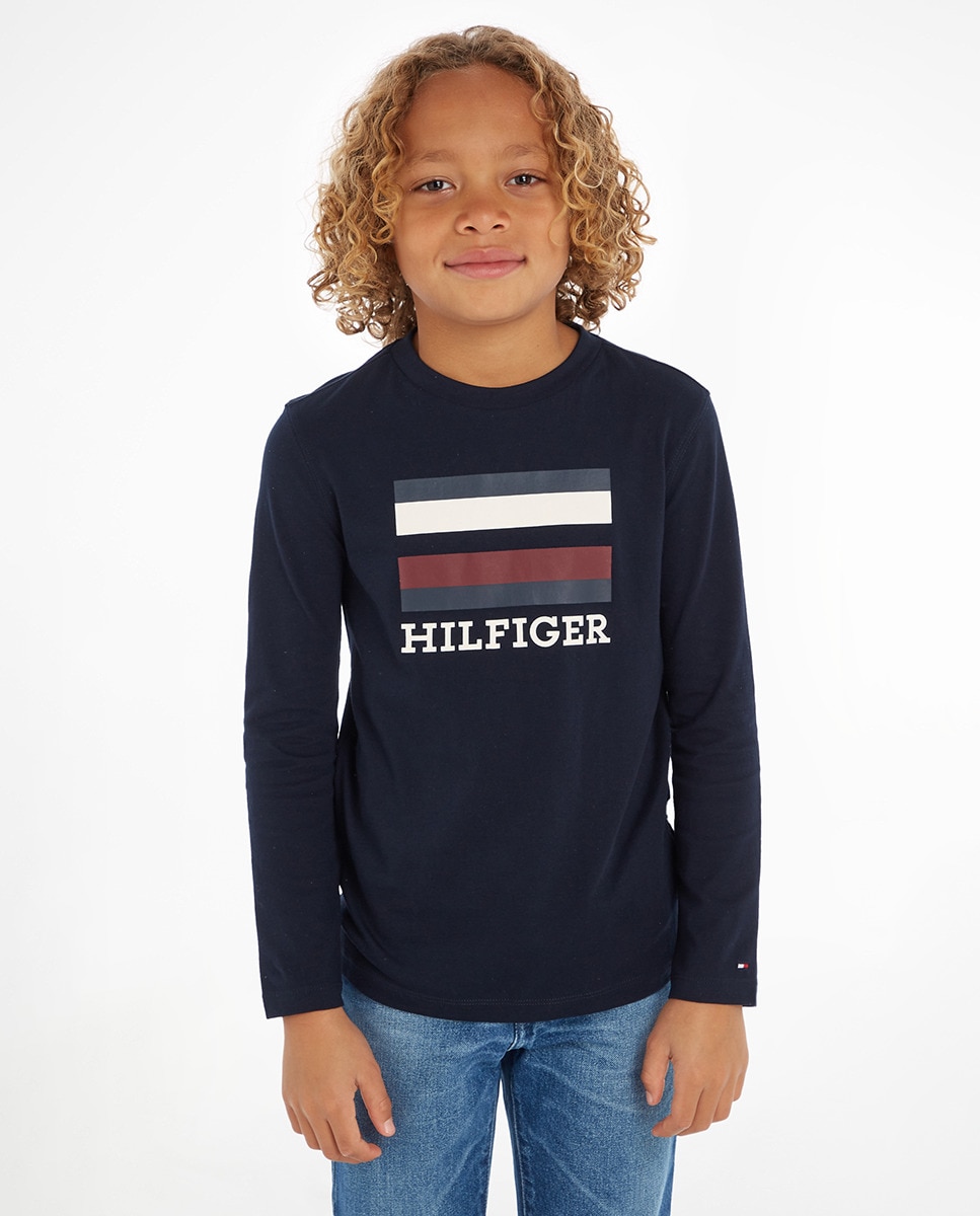 

Футболка для мальчика с круглым вырезом и длинными рукавами Tommy Hilfiger, темно-синий