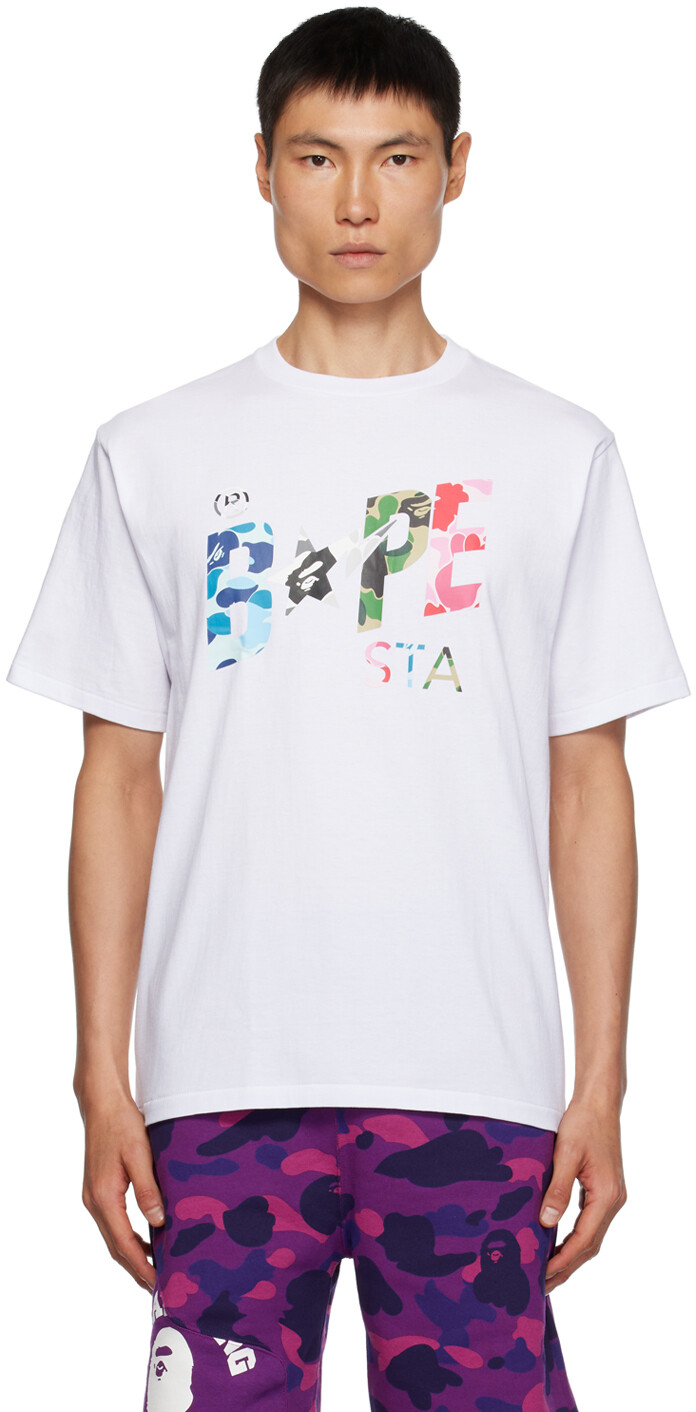 

BAPE Белая камуфляжная футболка ABC Bape Sta, Белый