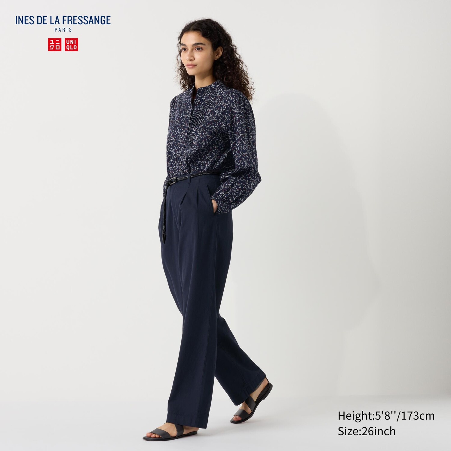 

Брюки из хлопка и льна UNIQLO, темно-синий