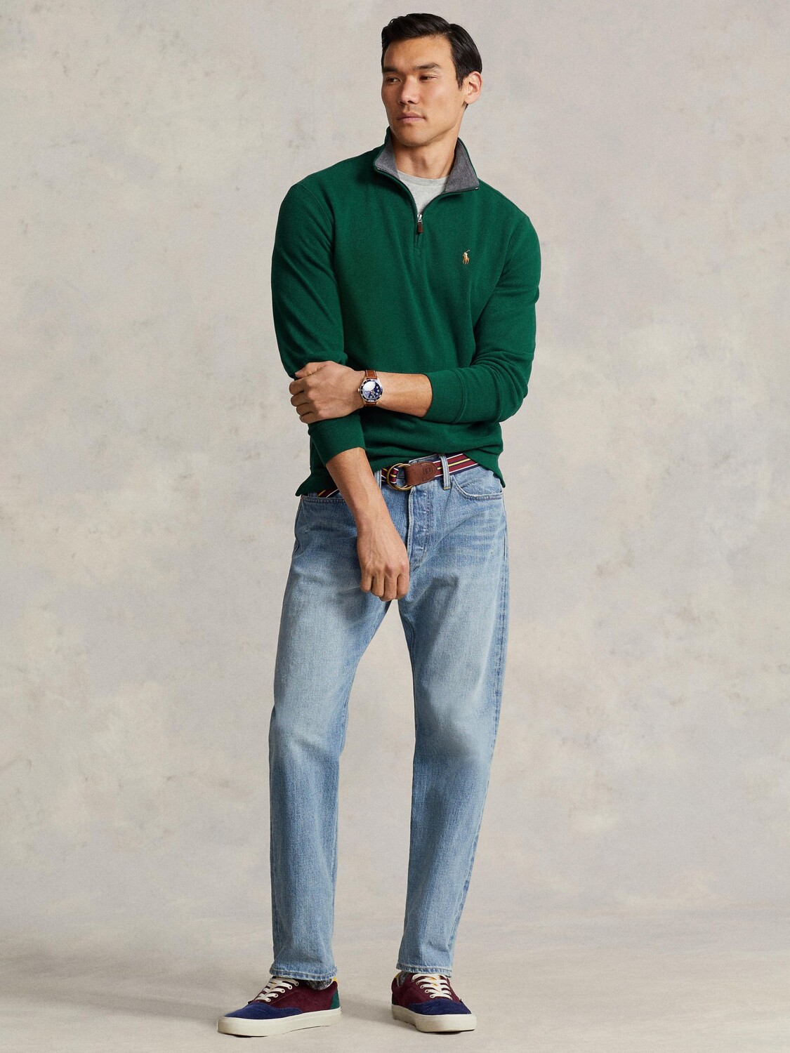 

Трикотажный топ с молнией до половины Polo Ralph Lauren, цвет Hunt Club Green