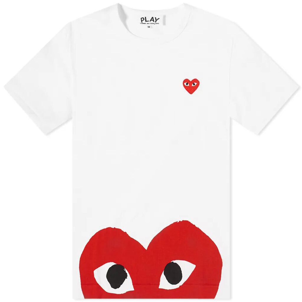 

Белая футболка с красным сердечком Comme Des Garcon, белый