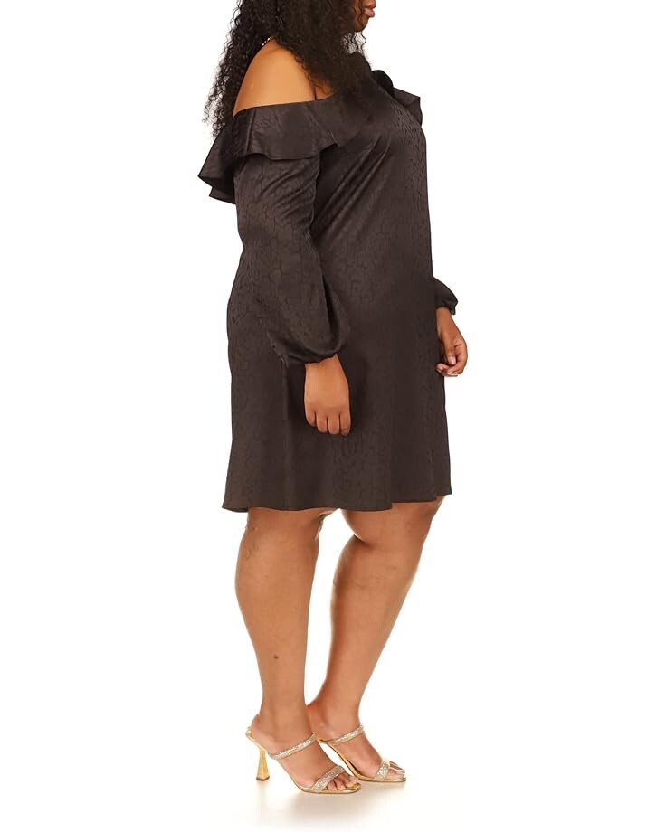 

Платье Michael Kors Plus Size Flounce Off Shoulder Mini Dress, черный