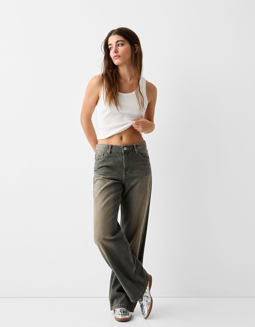 

Мешковатые джинсы Bershka, синий