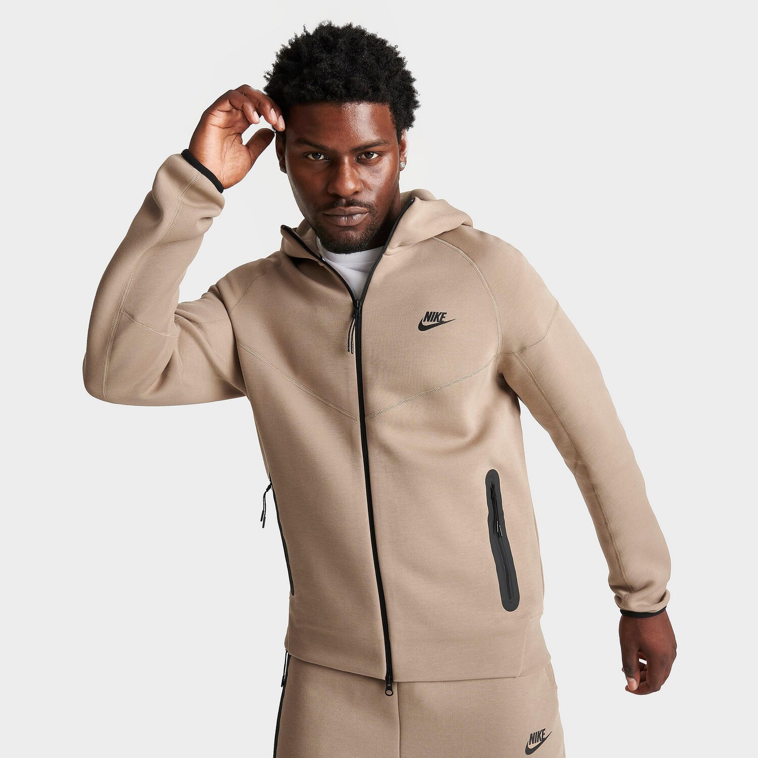 

Мужская худи с молнией во всю длину Nike Tech Fleece Windrunner, бежевый