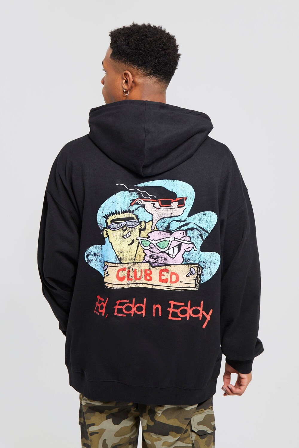 

Худи оверсайз ed edd & eddy license Boohoo, черный