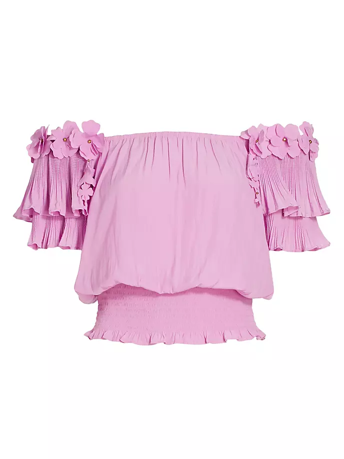 

Топ Braelynn с открытыми плечами и аппликацией Ramy Brook, цвет pink orchid