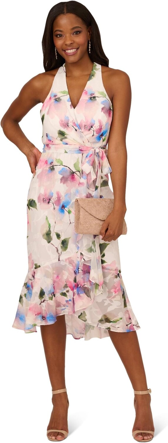 

Платье Adrianna Papell Printed High-Low Dress, цвет Ivory Pink Multi